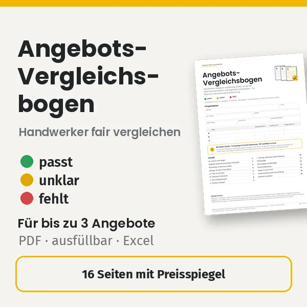 Vorschau: Angebots-Vergleichsbogen